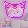 Anime Mirror Neon Sign Dimmable Led Neon Mirror Sign for Dresser Room Decor Anime Wall Mirror Neon Light Up Acrylic Mirror Bedroom Wall Locker Room