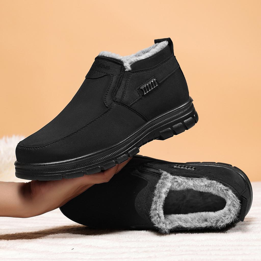 Neue Winterbaumwollschuhe große Baumwollstiefel verdickt warm weichsohlige Stoffschuhe mittelhohe Herrenbaumwollstiefel