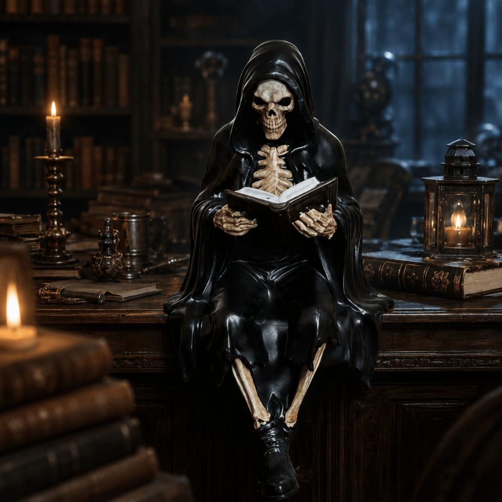 Decoration Skeleton Figurine Halloween Desktop Ornaments Reading Men Statue  Mystery Display