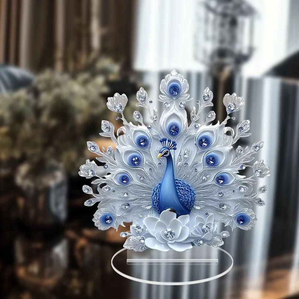 2D Peacock Display Tabletop Ornament For Home Living Room And Study Decoration