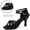 Latindansskor för kvinnor Satin Ballroom Performance Dansskor 7CM Klack