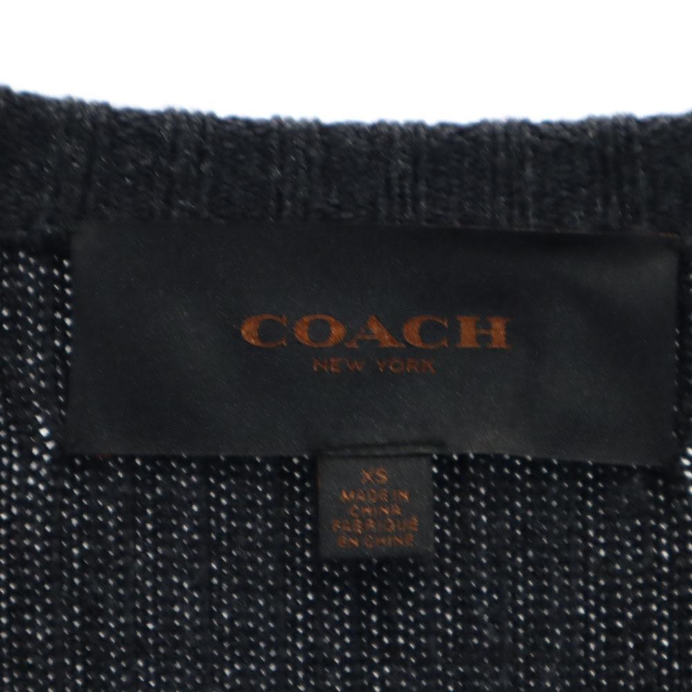 COACH wool Long sleeve Elbow patch sweater XS black knit Men's Used