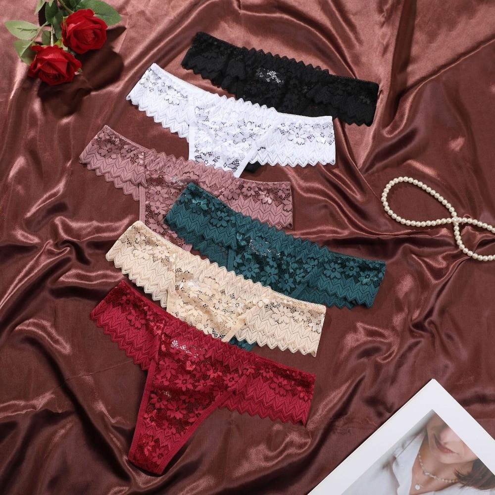 Low Waist Lace Flower Women Thong Sheer Lace T-Back Panties Fashion Sheer Mesh Lace Briefs  Ladies
