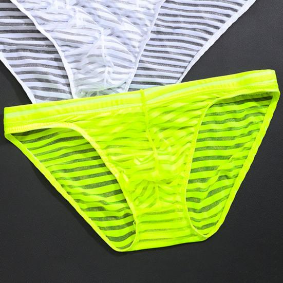 Sous-vêtements Homme Couleur Unie Rayure Sans Couture Maille Slips Homme pour Porter à l'Intérieur