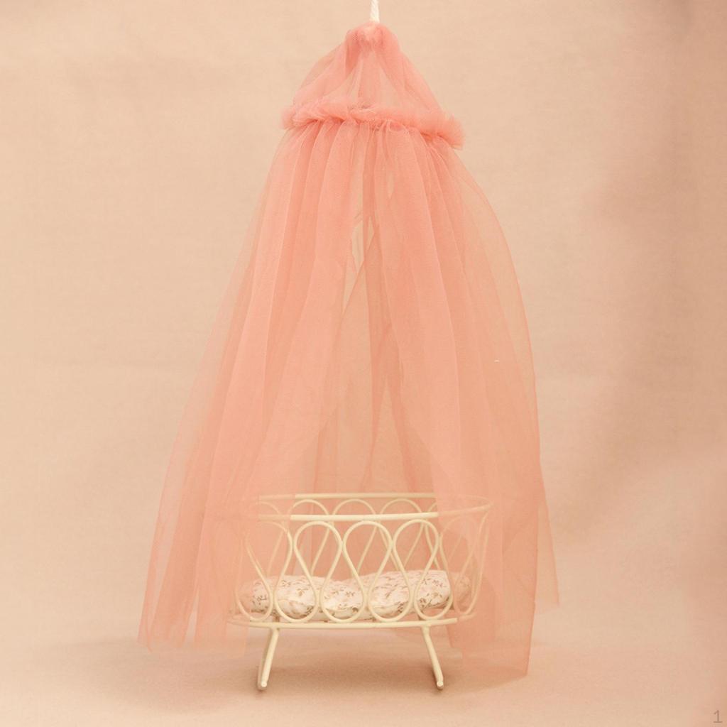 1/12 Cradle and Canopy Set Crib Bed DIY Accs Miniature Doll House Furniture for Handcraft