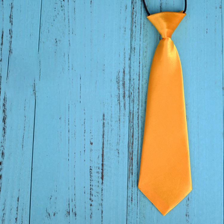 Elastic Silk Tie: Simple, Solid Color, Lazy Man's Design for Kids