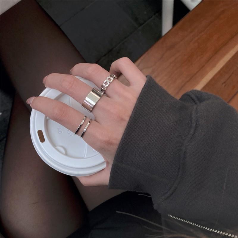 Minimalist Adjustable Three-Piece Ring Set - Trendy Influencer Hand Jewelry.