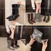 Designer Square Toe Women Slimming Knight Boots Elegant Female Wedges Low Heel Short Booties  De Mujer