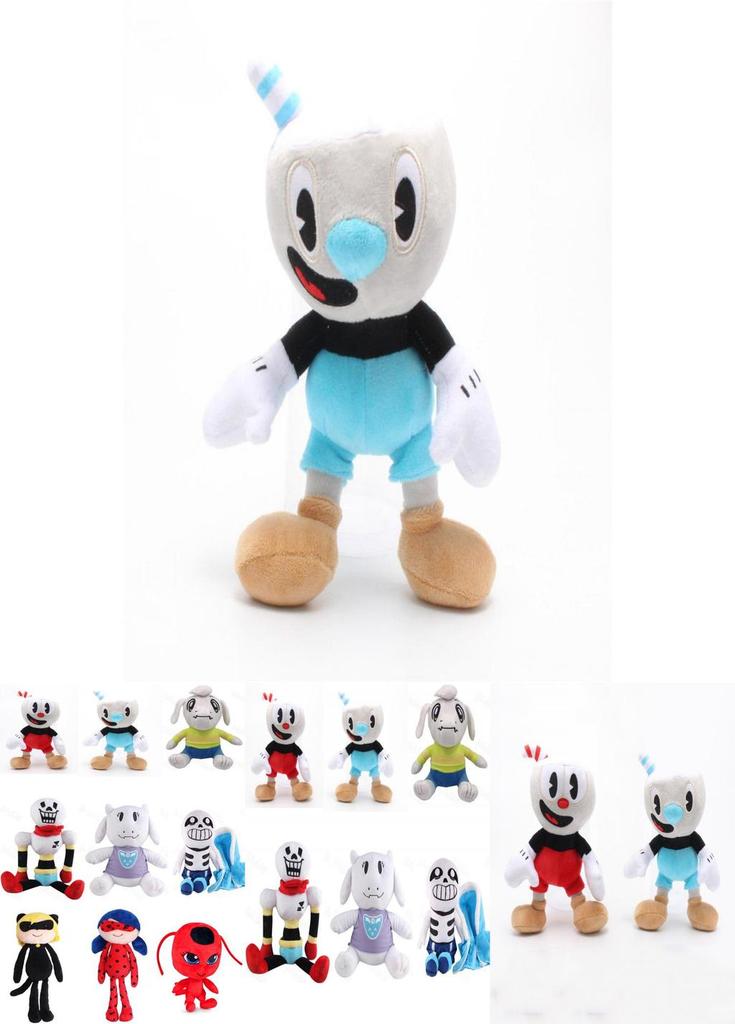 Premium 2 Pieces Set Of 10 Inch Cuphead And Mugman Plush Toys With Cozy Mecup And Brocup Designs