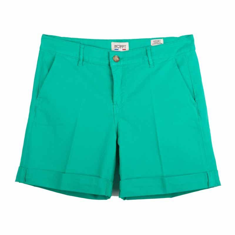 Canvas Pleated Shorts with Hems Woman HAPPY