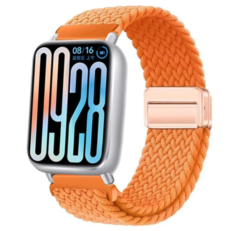 Nylon Strap for Xiaomi Band 8 Pro/9 Pro Braided Loop Magnetic Buckle Breathable Adjustable Wristband for Redmi Watch 6/5/4 Belt