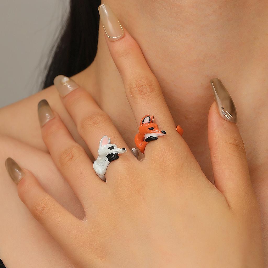 Cute Fox Tail Ring For Women Little Finger Red Fox Design Creative Animal Jewelry Hot-Selling