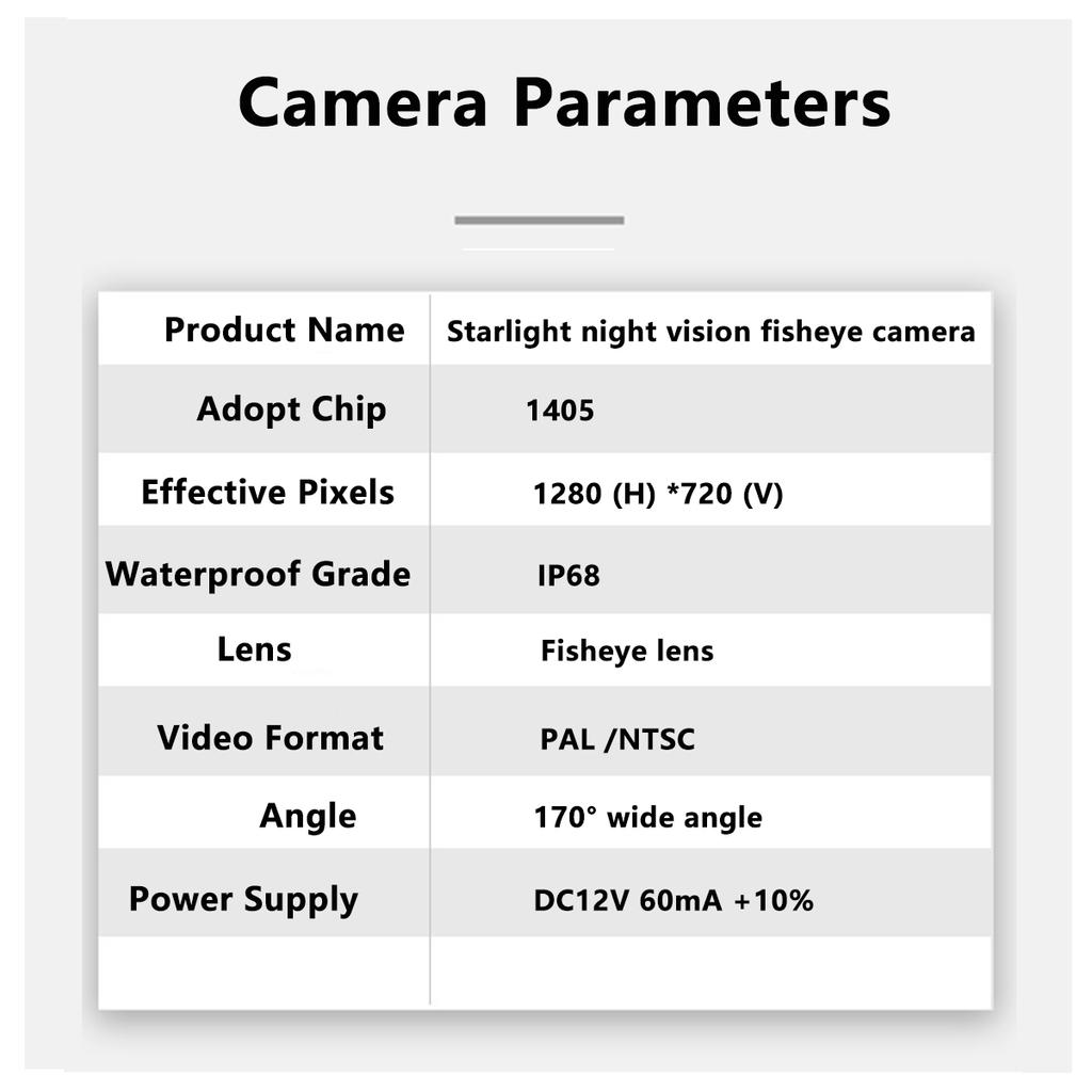 Car Accessories - Car Starlight Night Vision Fisheye Lens CCD Rear View Camera HD Image 170° Reversing Camera with Parking Line IP68 Waterproof