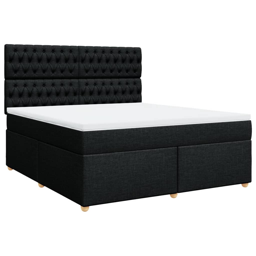 Box Spring Bed with Mattress Black 180x200 Cm Fabric