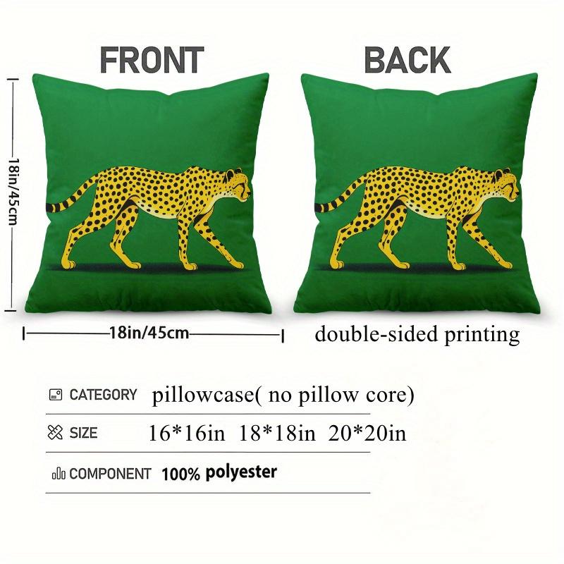 Pillowcase 1Pc, Cheetah Walking, Printed Holiday Theme Cushion Cover With Hidden Zipper, Suitable For Sofa, Living Room, Office,