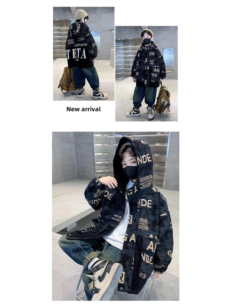 Boys' Fleece-Lined Denim Parka - 2025 Winter Trendy Collection