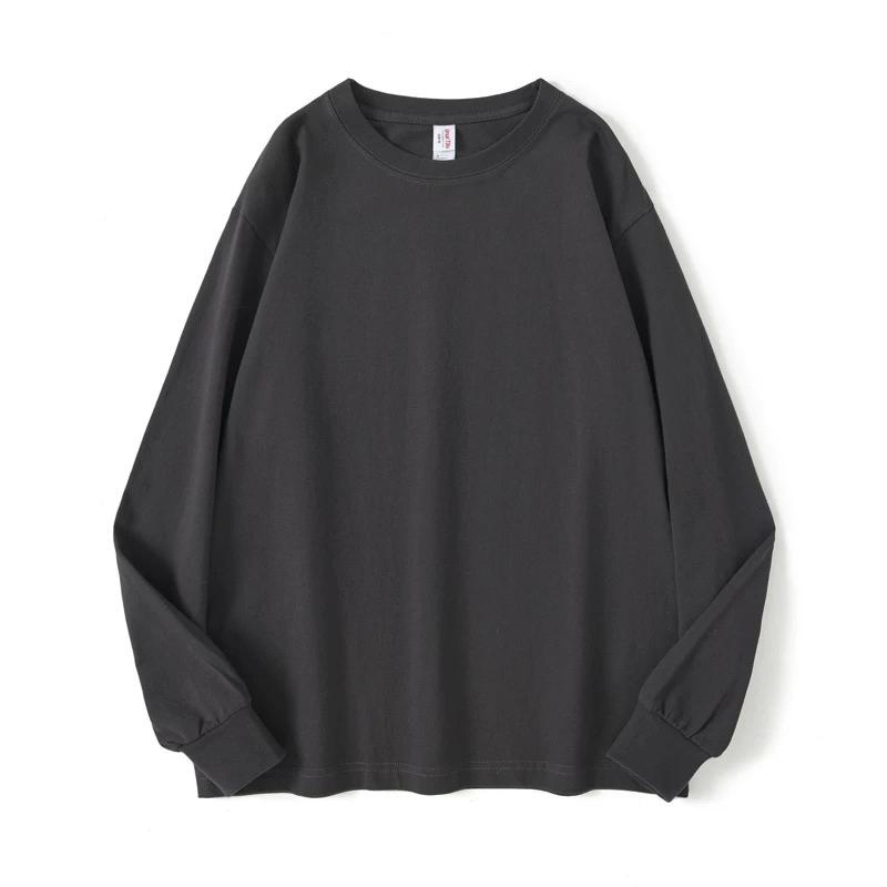 

spring autumn pure cotton oversized t-shirts youth men women harajuku solid T Shirt men s Pullovers long sleeve unisex y2k Tops XXXL