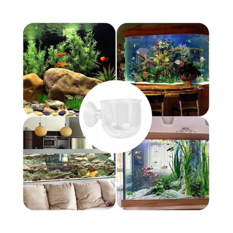Aquarium Red Worm Fish Feeder Glass Plant Cup for Live Plants Strong Suction 45mm