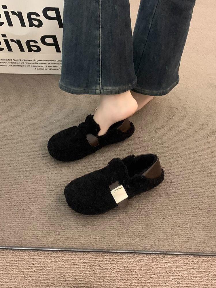 Mao Mao shoes keep warm in winter, new retro Doudou shoes, plush and versatile cotton shoes