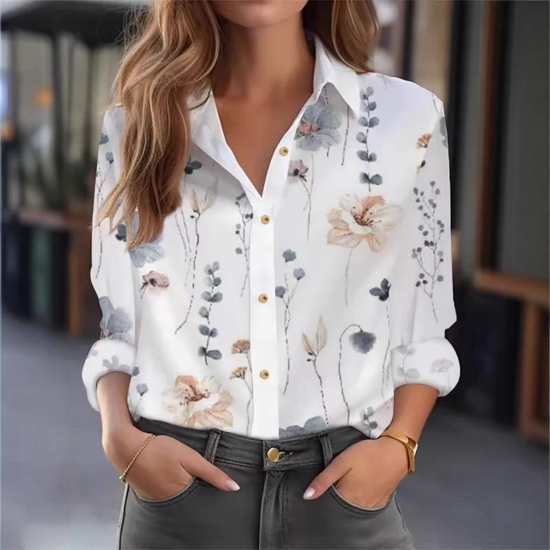 Fashion Casual Long Sleeve Women's Shirt Versatile Loose Shirt Femininity Printed Top