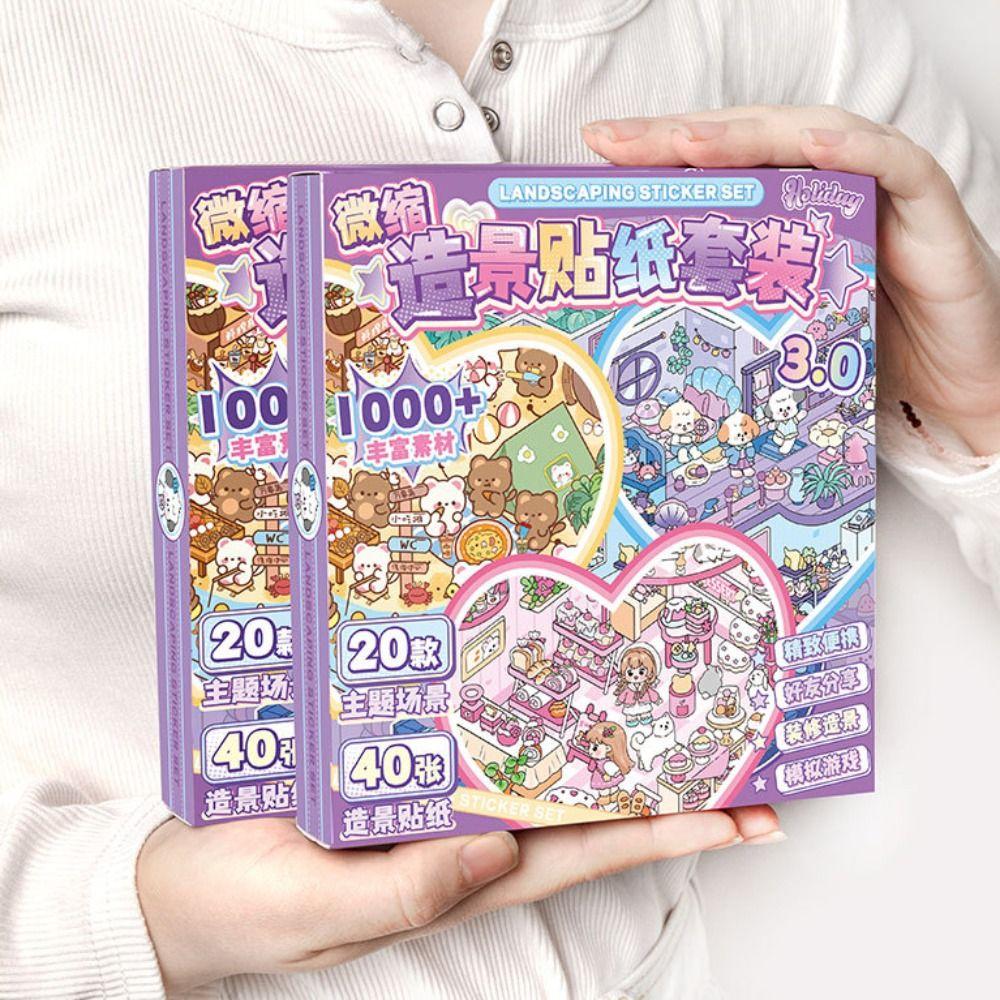 PET 3D Landscape Sticker Decompression Miniature Scene Collage DIY Cabin Scene Sticker  Boys/Girls