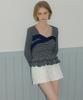 MORE THAN LIKE Frill Stripe T-Shirt - Navy