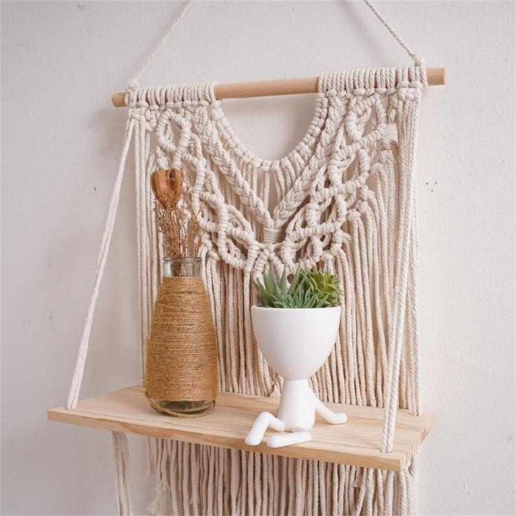 Handwoven Shelf Vintage Wall Organizer Bohemian Floating Shelf Home Decorations