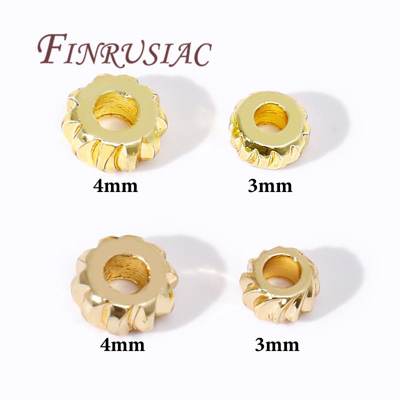 3mm 4mm Korálky Rozdělující 18K Zlatem Pokovené Volné Korálky Oddělovač Pro Korálky, Potřeby Pro Výrobu Šperků DIY, Doplňky Pro Náramky