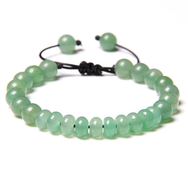 Pulseira trançada de pedra natural, jades verdes, turquesas africanas, contas, pulseiras de corda ajustáveis para homens e mulheres, presente criativo