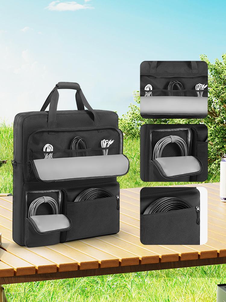 Solar Panel Carrying Case with Shoulder Straps Padded Travel Solar Panel Organizer Multi-Pocket Portable Protection Shoulder Bag