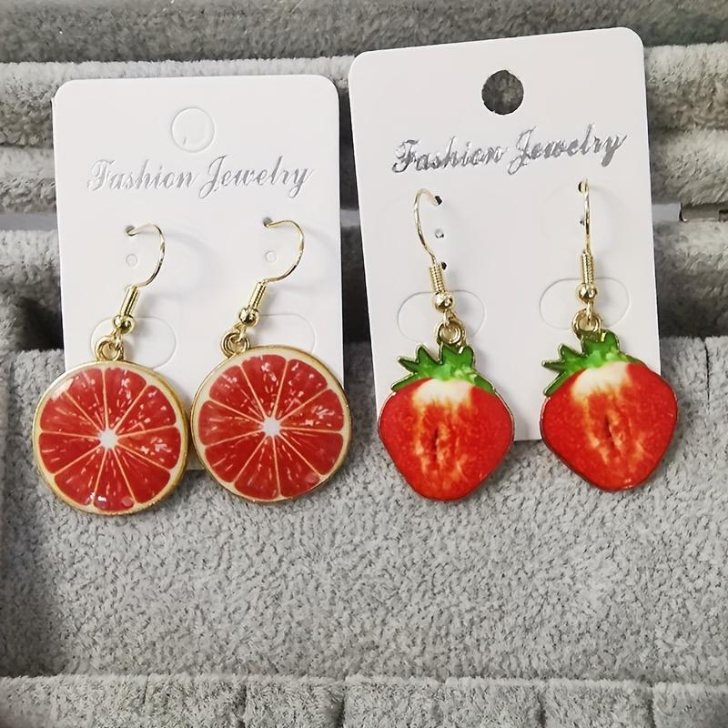 Süße Kreative Imitation Obst Hängende Ohrringe für Damen Mädchen Weiblich Acryl Wassermelone Ohrring Tomate Kiwi Orange Schmuck