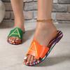 Letní nové pantofle s plochou podrážkou dámské módní barevně sladěné pantofle s otevřenou špičkou dámské ležérní nošení pantofle s měkkou podrážkou