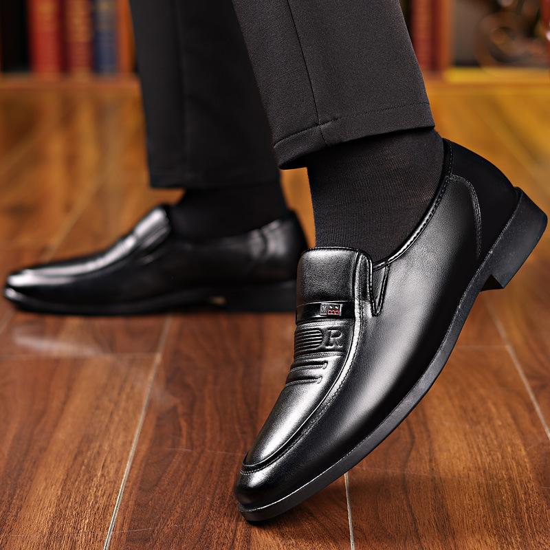 Einpedal Herrenschuhe Atmungsaktive Business-Freizeitschuhe Britische Herren-Rutschfeste Herren-Arbeitslederschuhe