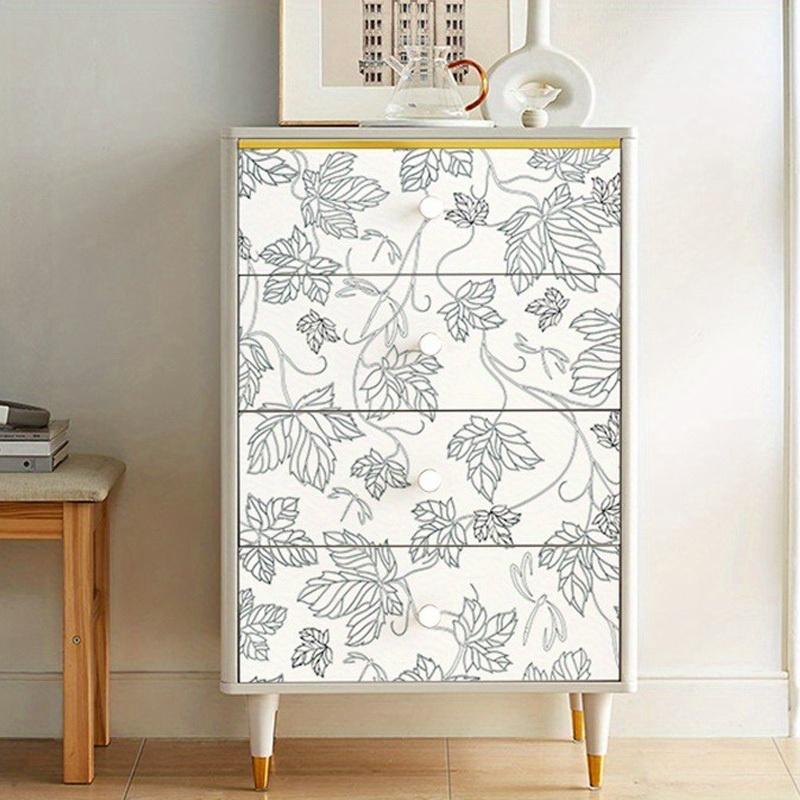 1 Roll Thickened Wallpaper – Living Room Background Decor, Bedroom Sketch Floral Stickers, Gold & Black Flowers, Removable Bohemian Retro Wallpaper