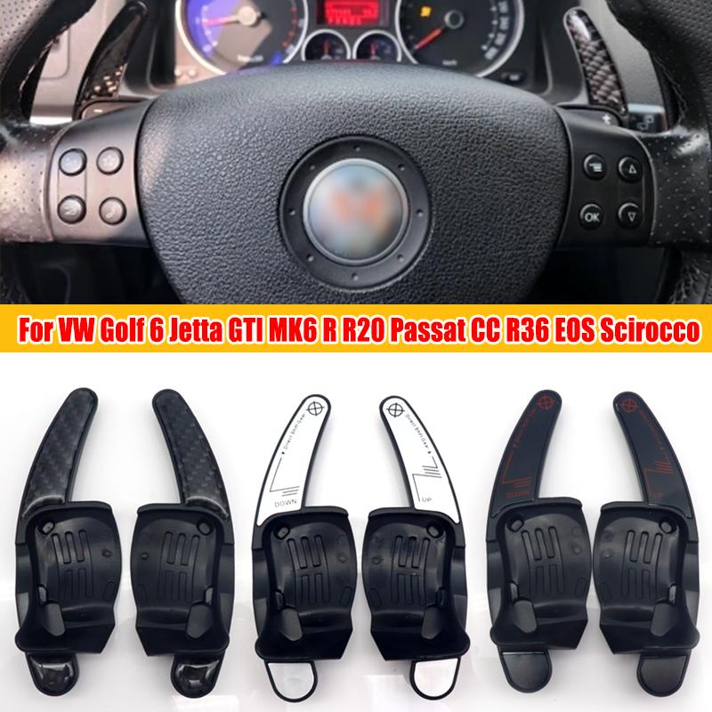 2Pcs For VW CC Golf 6 Passat B6 Jetta MK5 Car Steering Wheel Shifter Paddle Extensions ABS Blade Black Silver Auto Part
