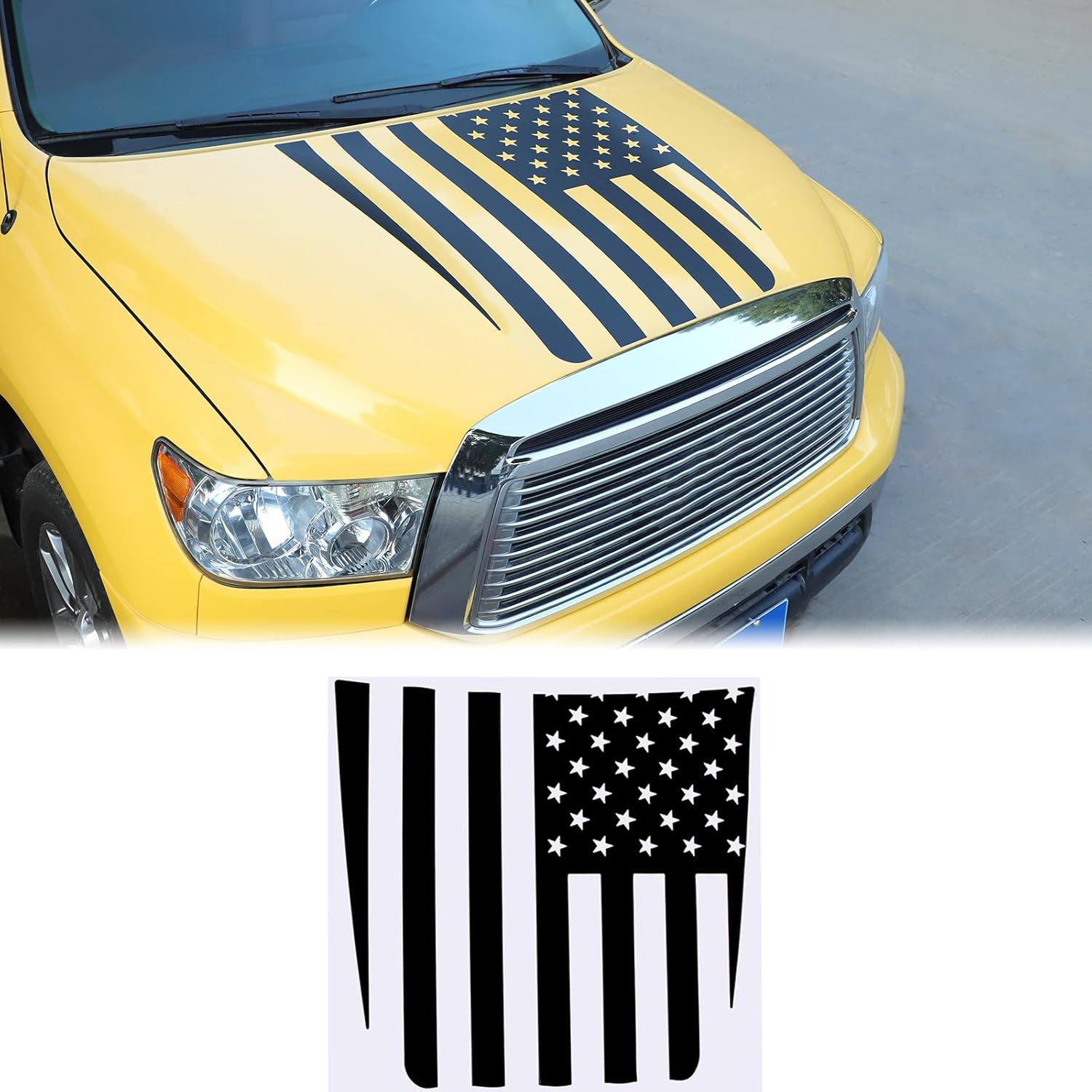 Aunginsy Front Hood Panel Decal Sticker Compatible with Toyota Tundra 2007-2013 Car Front Hood Engine Panel Precut Vinyl Decal American Flag Graphic Type B