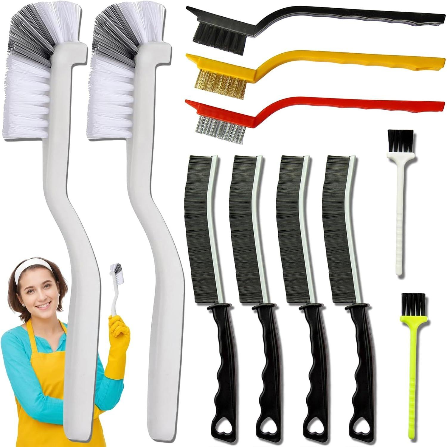 Crevice Cleaning Brush,Gap Cleaning Brush with Long Handle,Small Gap Cleaning Brush for Bathroom Kitchen Toilet Water Cup Bottle and Window Groove 11-piece set