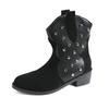 Large size winter women's boots new rivets decorative trend pointed thick heel sleeve Martin boots women