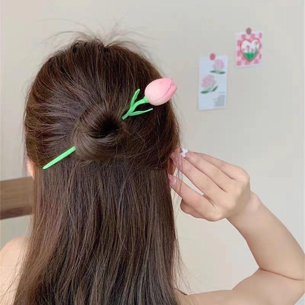 

Розовый тюльпан Цветок Шпилька Цветок Тюльпан Палочки для волос Модные палочки для волос