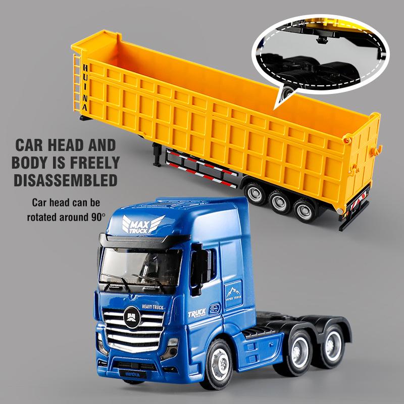 non-toxic Huina 1/50 Scale Diecast Alloy Trucks Model Dump Truck Dump Tank Truck Engineering Car Miniature Cars Children Toys for children Kid