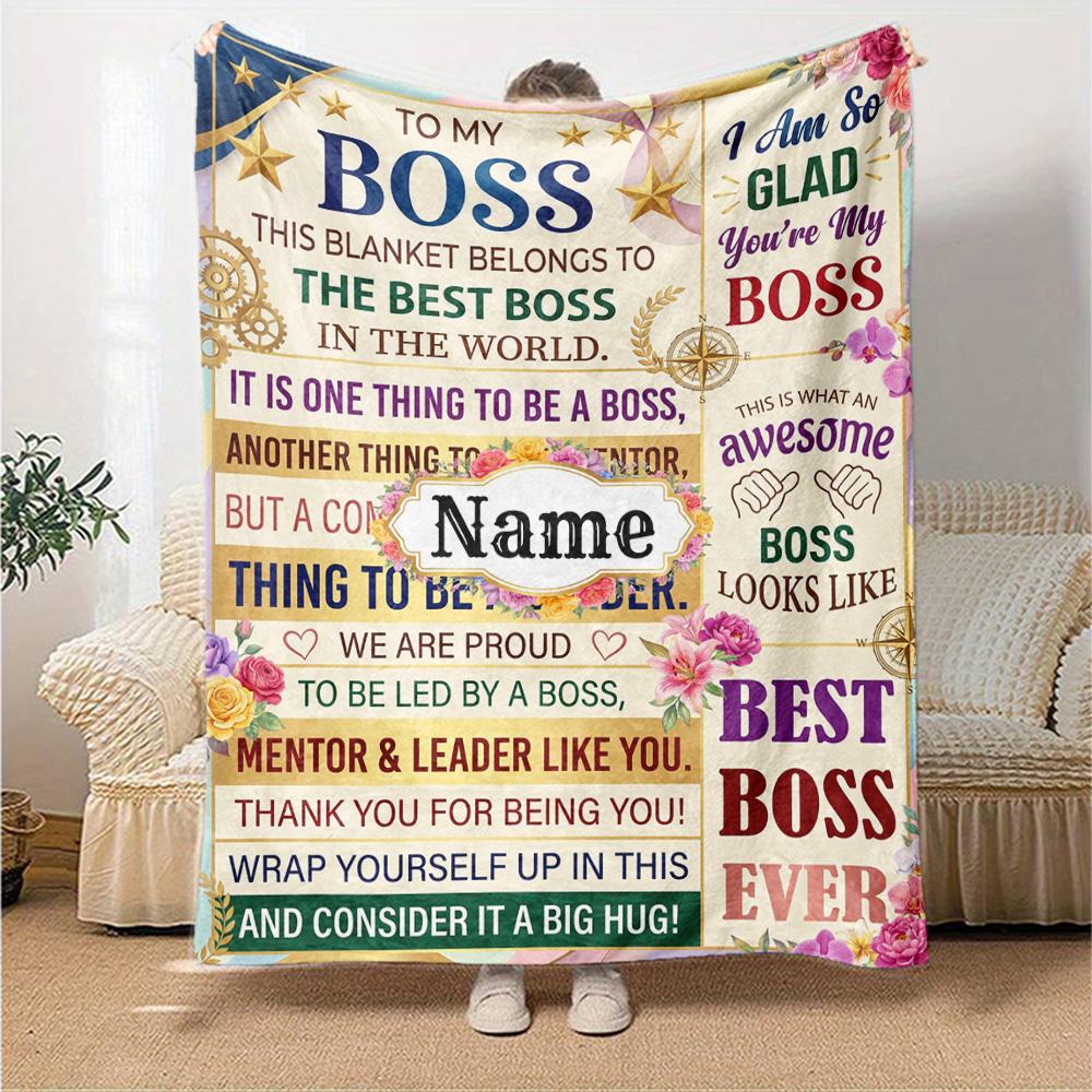 Best Boss Ever Blanket Customize Your Name Blanket With Warmth Comfort And Softness It'S Perfect For Home Use A Nap Blanket An Office Sofa Blanket A