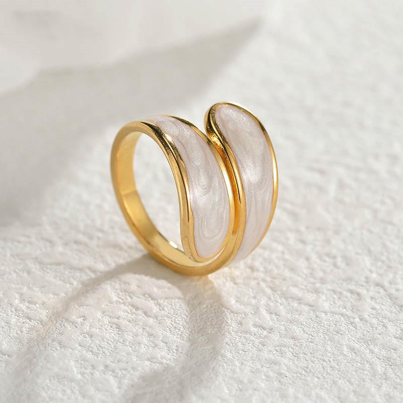 Korean New Adjustable Colorful Drip Glaze Ring Women Fashion Retro Geometric Gold Colour Metal Rings Wedding Jewelry Gift