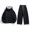 Casual Sports Style Hooded Sweatshirt Set for Men's Spring Long Sleeved Oversized Loose Two-piece Set