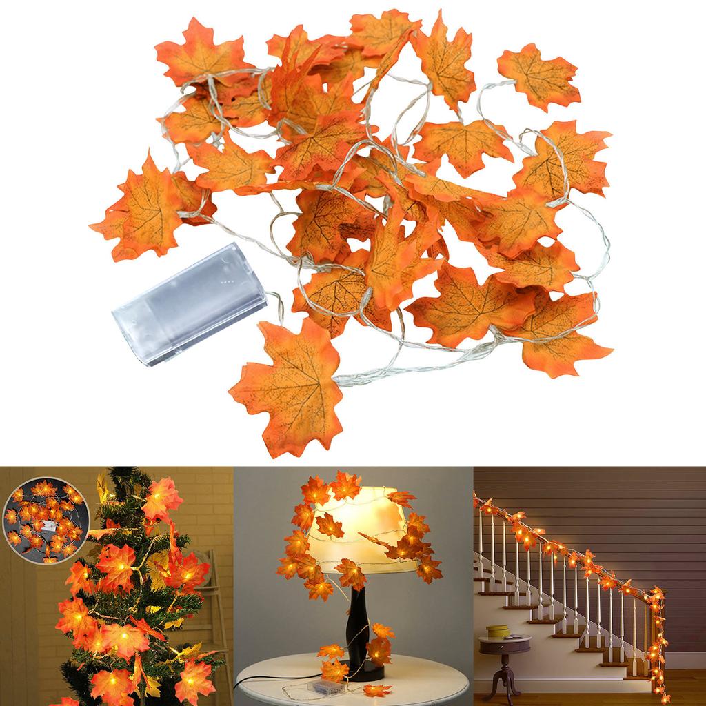 Fall Thanksgiving Maple Leaf Lamp Garland Decoration Decor LED Lighted  Leaves Xmas