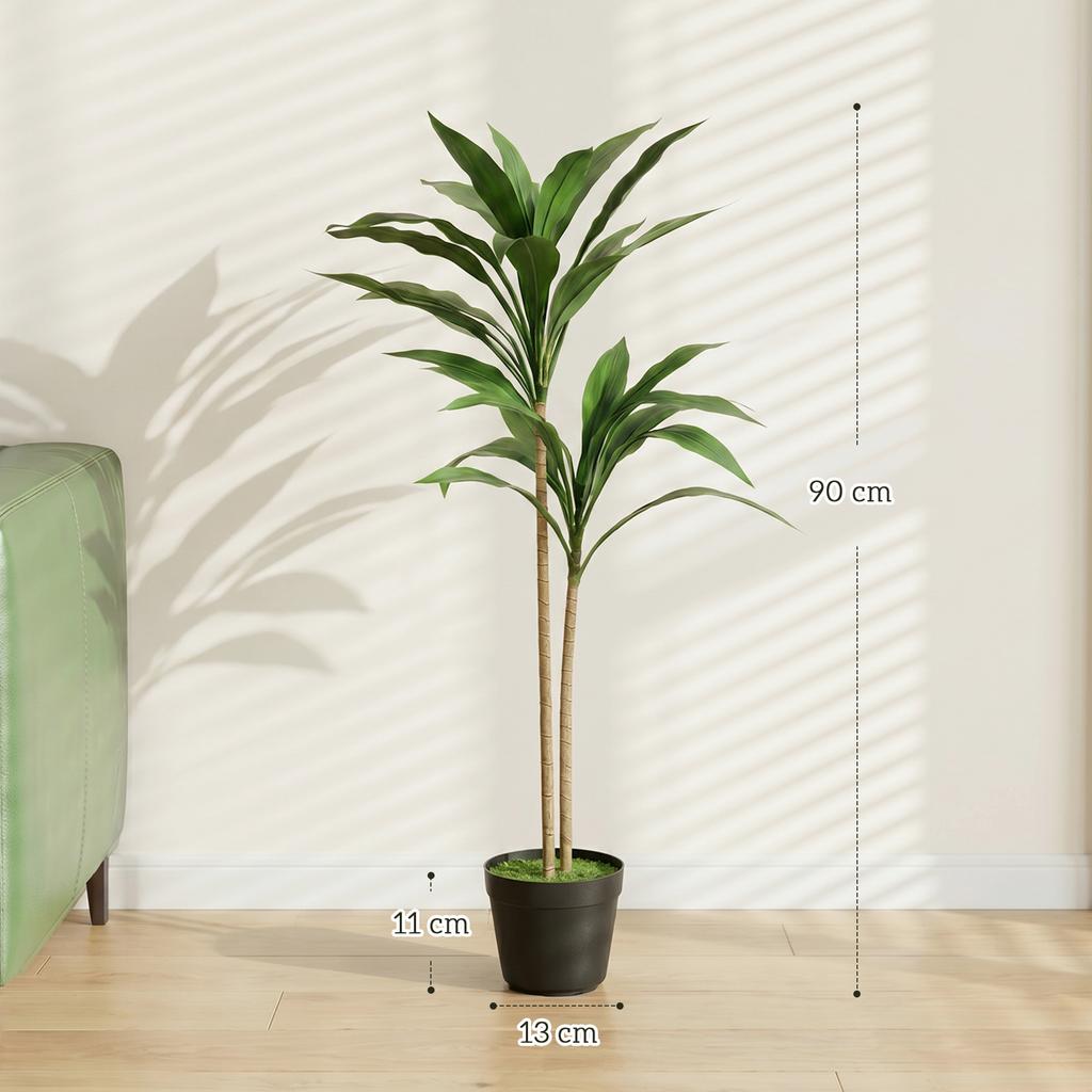 Artificial Cordyline Tree in Pot, 90 cm, 29 Leaves, PEVA