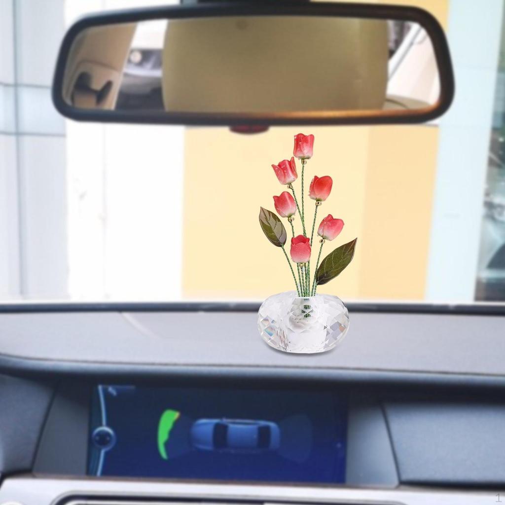 Car Dashboard Flower Decor Artificial Floral Ornament Creative Desktop Statue for Women Girl Bedroom