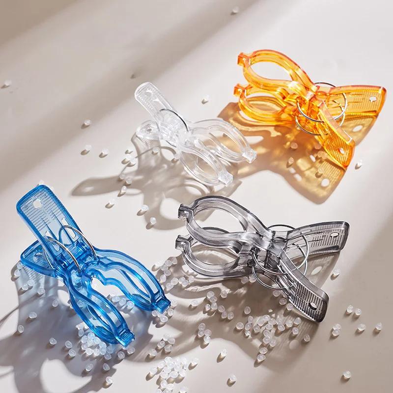 4 Pcs Pinces à Linge Séchantes Portables Transparentes Pince à Linge pour Antidérapant Coupe-Vent Pince à Vêtements Couette pour Organisateur Ménager