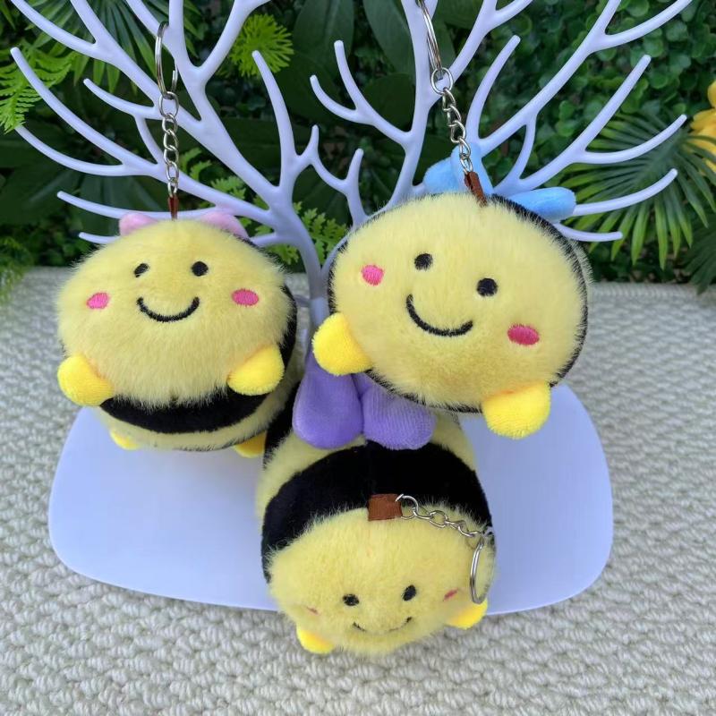 1 Piece Bag Pendant Cute Little Bee Doll Plush Toy Keychain Children'S Backpack Accessories Holiday Gifts