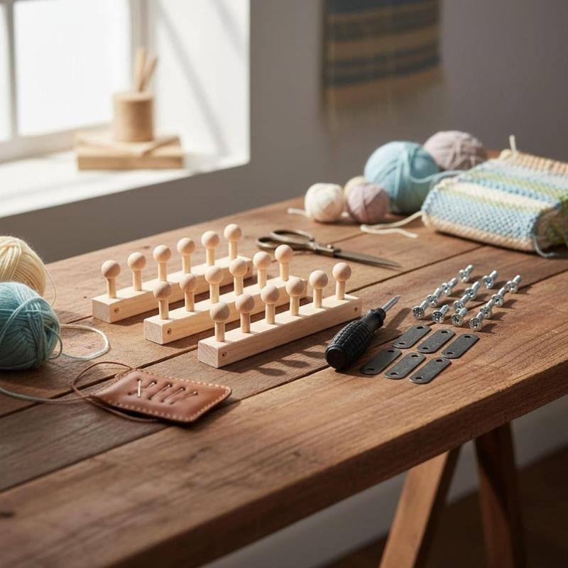 Interchangeable Knitting Frame Tool Adjustable Wooden Weaving Frame For Handmade Scarves Blankets Weaving Craft Project