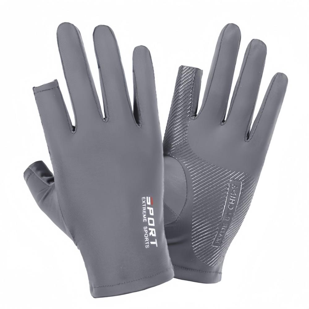 1 Pair Ice Silk Gloves Work Sunscreen Anti Slip Sweat Absorbing Touch Screen For Fitness Men'S Women'S With Exposed Fingers